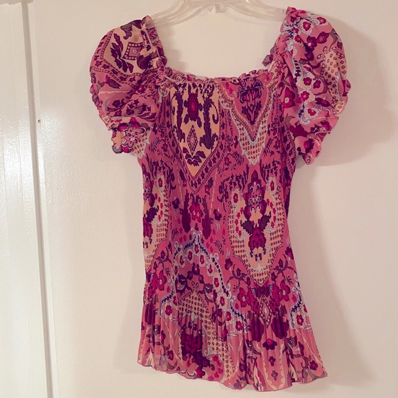 Cato pink and brown accordion blouse - Picture 5 of 8